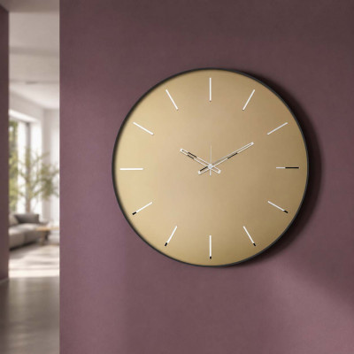 Arti e Mestieri Giotto 45 Orologio da parete rotondo piccolo in metallo con quadrante in vetro di design Colore: Nero/Bronzo