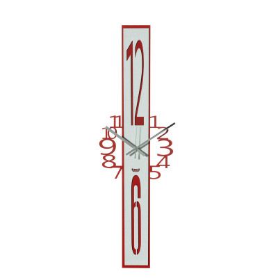 Arti e Mestieri - Jody - Orologio da parete verticale moderno in metallo con numeri oversize - Colore: Rosso/Bianco - SKU: 0OR3878C204