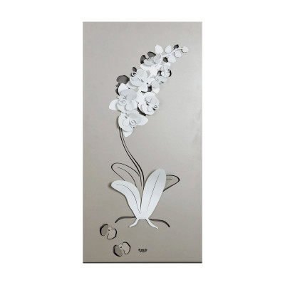 Arti e Mestieri - Orchidea - Pannello da parete moderno in metallo dl design moderno - Colore: Sabbia/Bianco - SKU: 0PA3136C108