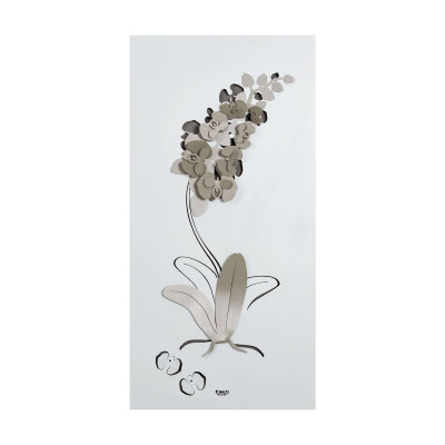 Arti e Mestieri - Orchidea - Pannello da parete moderno in metallo dl design moderno - Colore: Bianco/Sabbia - SKU: 0PA3136C352