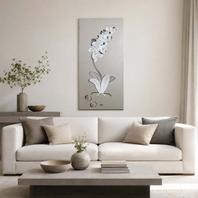 Arti e Mestieri Orchidea Pannello da parete moderno in metallo dl design moderno Colore: Sabbia/Bianco