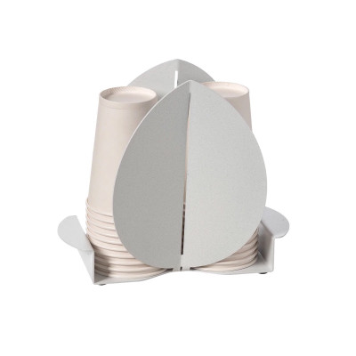 Arti e Mestieri Ficus Porta bicchieri in metallo dal design moderno ed elegante Colore: Bianco Marmo