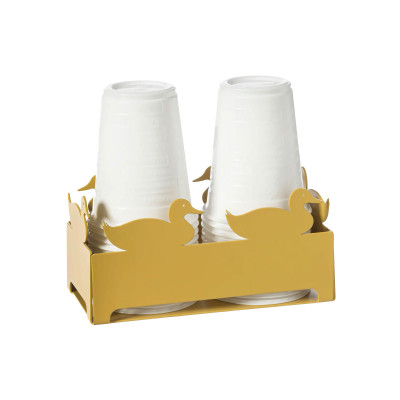 Arti e Mestieri Duck Porta bicchieri in metallo per bicchieri di plastica Colore: Ocra