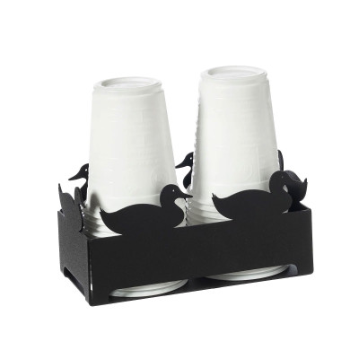 Arti e Mestieri Duck Porta bicchieri in metallo per bicchieri di plastica Colore: Nero