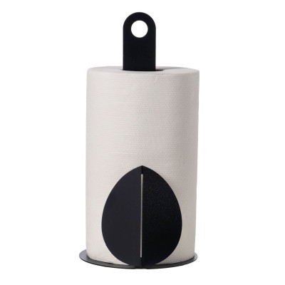 Arti e Mestieri Ficus Porta rotoli di carta da tavolo con struttura in metallo moderna Colore: Nero