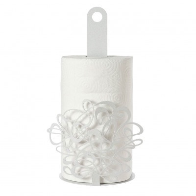 Arti e Mestieri Scarabocchio Porta scottex in metallo di design Colore: Bianco Marmo