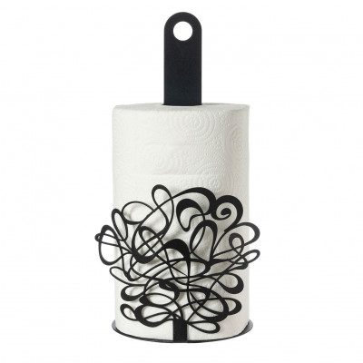 Arti e Mestieri Scarabocchio Porta scottex in metallo di design Colore: Nero