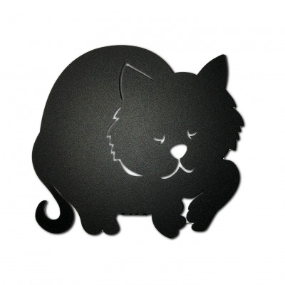 Arti e Mestieri Gatto Porta umidificatore in metallo e vaschetta in ceramica di design Colore: Nero