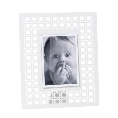 Arti e Mestieri - Vienna - Portafoto da tavolo con cornice in metallo dal design moderno - Colore: Bianco Marmo - Foto 12x17 - SKU: 0PF3955C158