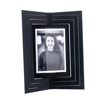 Arti e Mestieri - Vibra - Portafoto da tavolo con cornice in metallo moderna - Colore: Nero - Foto 13x17 - SKU: 0PF3934C71