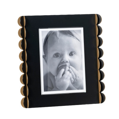 Arti e Mestieri - Volans - Portafoto da tavolo dal design moderno con cornice in metallo - Colore: Nero/Oro - Foto 12x17 - SKU: 0PF3963C138