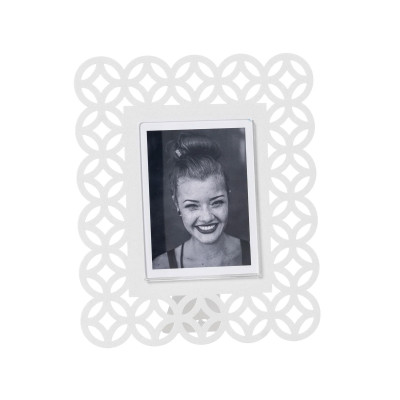 Arti e Mestieri - Zen - Portafoto da tavolo dal design moderno con cornice in metallo - Colore: Bianco Marmo - Foto 9x12 - SKU: 0PF3956C158