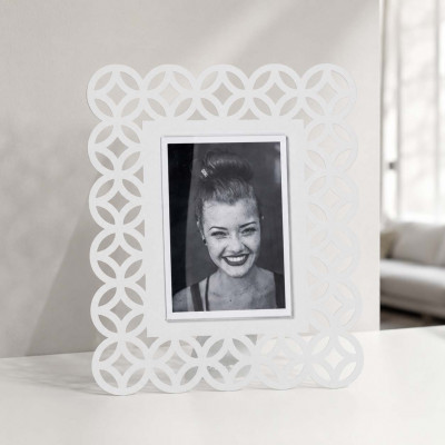 Arti e Mestieri Zen Portafoto da tavolo dal design moderno con cornice in metallo Foto 12x17 Colore: Bianco Marmo