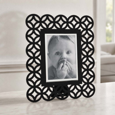 Arti e Mestieri Zen Portafoto da tavolo dal design moderno con cornice in metallo Foto 12x17 Colore: Nero