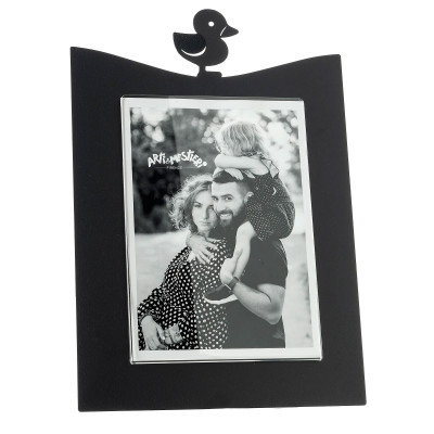 Arti e Mestieri - Paperella - Portafoto da tavolo grande in metallo dal design particolare - Colore: Nero - Foto 13x18 - SKU: 0PF3986C71
