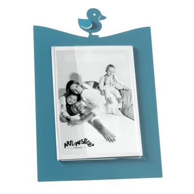 Arti e Mestieri - Paperella - Portafoto da tavolo grande in metallo dal design particolare - Colore: Blu - Foto 13x18 - SKU: 0PF3986C91