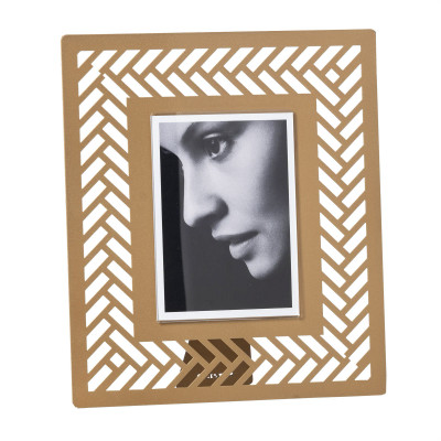 Arti e Mestieri - Intrecci - Portafoto grande da tavolo con cornice in metallo dal design moderno - Foto 12x17 - SKU: 0PF3953