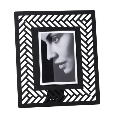 Arti e Mestieri - Intrecci - Portafoto grande da tavolo con cornice in metallo dal design moderno - Colore: Nero - Foto 12x17 - SKU: 0PF3953C71