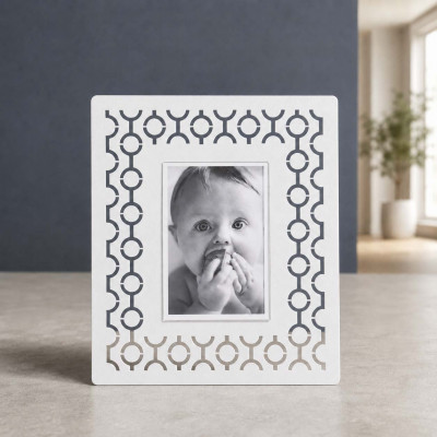 Arti e Mestieri Mayfair Portafoto grande da tavolo dal design moderno in metallo Foto 9x12 Colore: Bianco Marmo