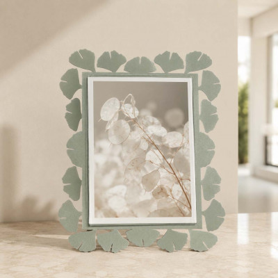 Arti e Mestieri Ginkgo Portafoto grande in metallo di design Foto 13x18 Colore: Giada
