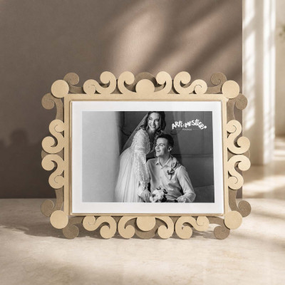 Arti e Mestieri Koko Portafoto grande orizzontale in metallo di design Foto 13x18 Colore: Beige/Sabbia
