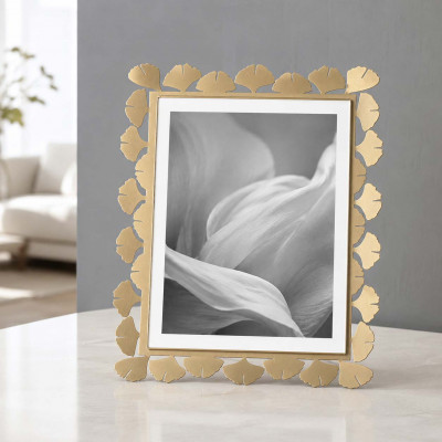 Arti e Mestieri Ginkgo Portafoto maxi in metallo di design Foto 20x25 Colore: Oro