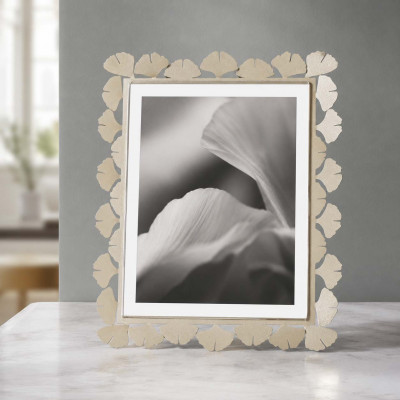 Arti e Mestieri Ginkgo Portafoto maxi in metallo di design Foto 20x25 Colore: Sabbia