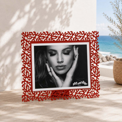 Arti e Mestieri Corallo Portafoto maxi orizzontale dal design moderno ed elegante Foto 25x20 Colore: Rosso