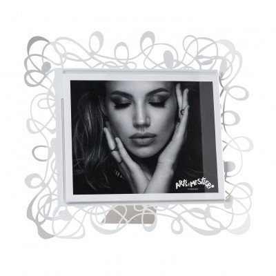 Arti e Mestieri - Scarabocchio - Portafoto maxi orizzontale dal design moderno ed elegante - Colore: Bianco Marmo - Foto 25x20 - SKU: 0PF5102C158