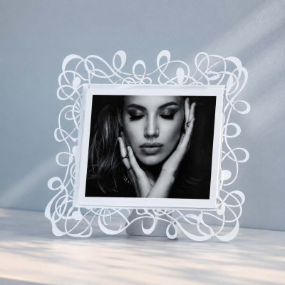 Arti e Mestieri Scarabocchio Portafoto maxi orizzontale dal design moderno ed elegante Foto 25x20 Colore: Bianco Marmo