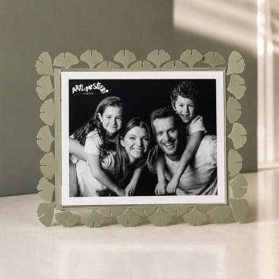 Arti e Mestieri Ginkgo Portafoto maxi orizzontale in metallo di design Foto 25x20 Colore: Sabbia