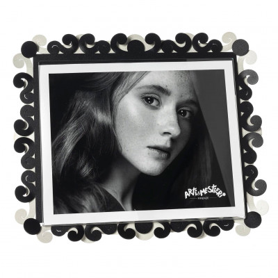Arti e Mestieri - Koko - Portafoto maxi orizzontale in metallo di design - Colore: Avorio/Nero - Foto 20x25 - SKU: 0PF5211C252