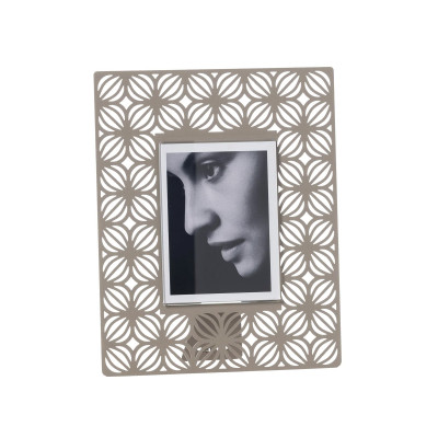 Arti e Mestieri - Ikat - Portafoto moderno da tavolo con cornice in metallo - Colore: Sabbia - Foto 9x12 - SKU: 0PF3958C68