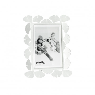 Arti e Mestieri - Ginkgo - Portafoto piccolo in metallo di design - Colore: Bianco Marmo - Foto 10x15 - SKU: 0PF5194C158