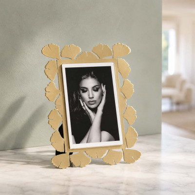 Arti e Mestieri Ginkgo Portafoto piccolo in metallo di design Foto 10x15 Colore: Oro