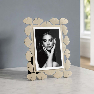 Arti e Mestieri Ginkgo Portafoto piccolo in metallo di design Foto 10x15 Colore: Sabbia