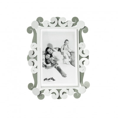 Arti e Mestieri - Koko - Portafoto piccolo in metallo di design - Colore: Bianco Marmo/Giada - Foto 10x15 - SKU: 0PF5206C19