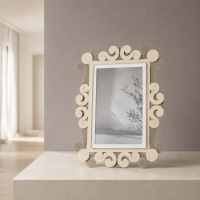 Arti e Mestieri Koko Portafoto piccolo in metallo di design Foto 10x15 Colore: Beige/Sabbia