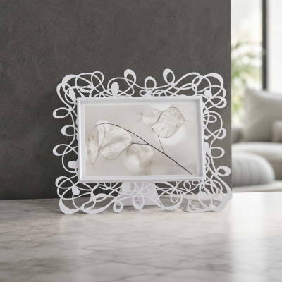 Arti e Mestieri Scarabocchio Portafoto piccolo orizzontale dal design moderno ed elegante Foto 15x10 Colore: Bianco Marmo