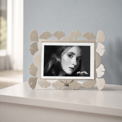 Arti e Mestieri Ginkgo Portafoto piccolo orizzontale in metallo di design Foto 15x10 Colore: Sabbia