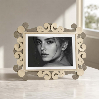 Arti e Mestieri Koko Portafoto piccolo orizzontale in metallo di design Foto 10x15 Colore: Beige/Sabbia