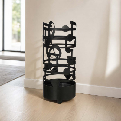 Arti e Mestieri Note Musicali Portaombrelli in metallo in stile moderno Colore: Nero