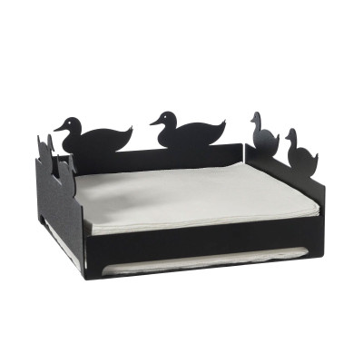 Arti e Mestieri Duck Portatovaglioli in metallo dal design particolare Colore: Nero