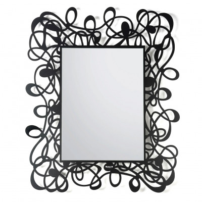 Arti e Mestieri - Scarabocchio - Specchio da parete rettangolare in metallo dal design moderno - Colore: Nero - SKU: 0SP5185C71