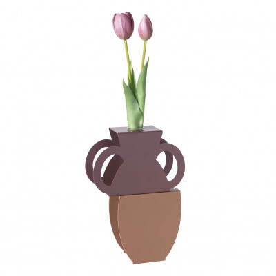 Arti e Mestieri Cribbio Vaso portafiore decorativo in metallo Colore: Moka/Ametista