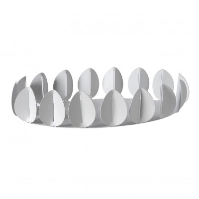  Arti e Mestieri - Ficus - Vassoio ovale in metallo dal design moderno - Colore: Bianco Marmo - SKU: 0VA5157C158 