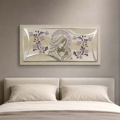 Artitalia - Capezzale Maternità in rilievo moderno decori materici e foglia argento 120x60 - Colore: Viola - SKU: PD6105