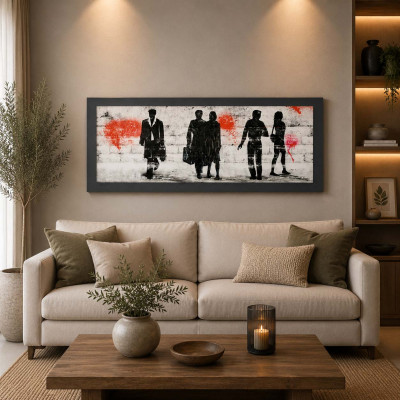 Artitalia Pannello a tema figurativo in legno dettagli argento e effetto rilievo 100X50 Colore: Ardesia
