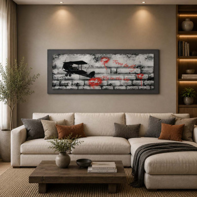 Artitalia Pannello in legno a tema figurativo effetto rilievo e dettagli argento 100X50 Colore: Ardesia