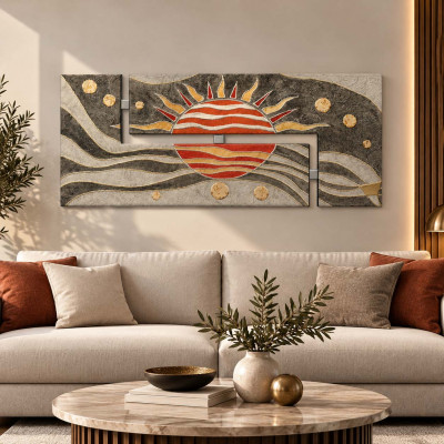 Artitalia Pannello in legno tema in rilievo materico dettagli argento e oro 155x65 Colore: Oro